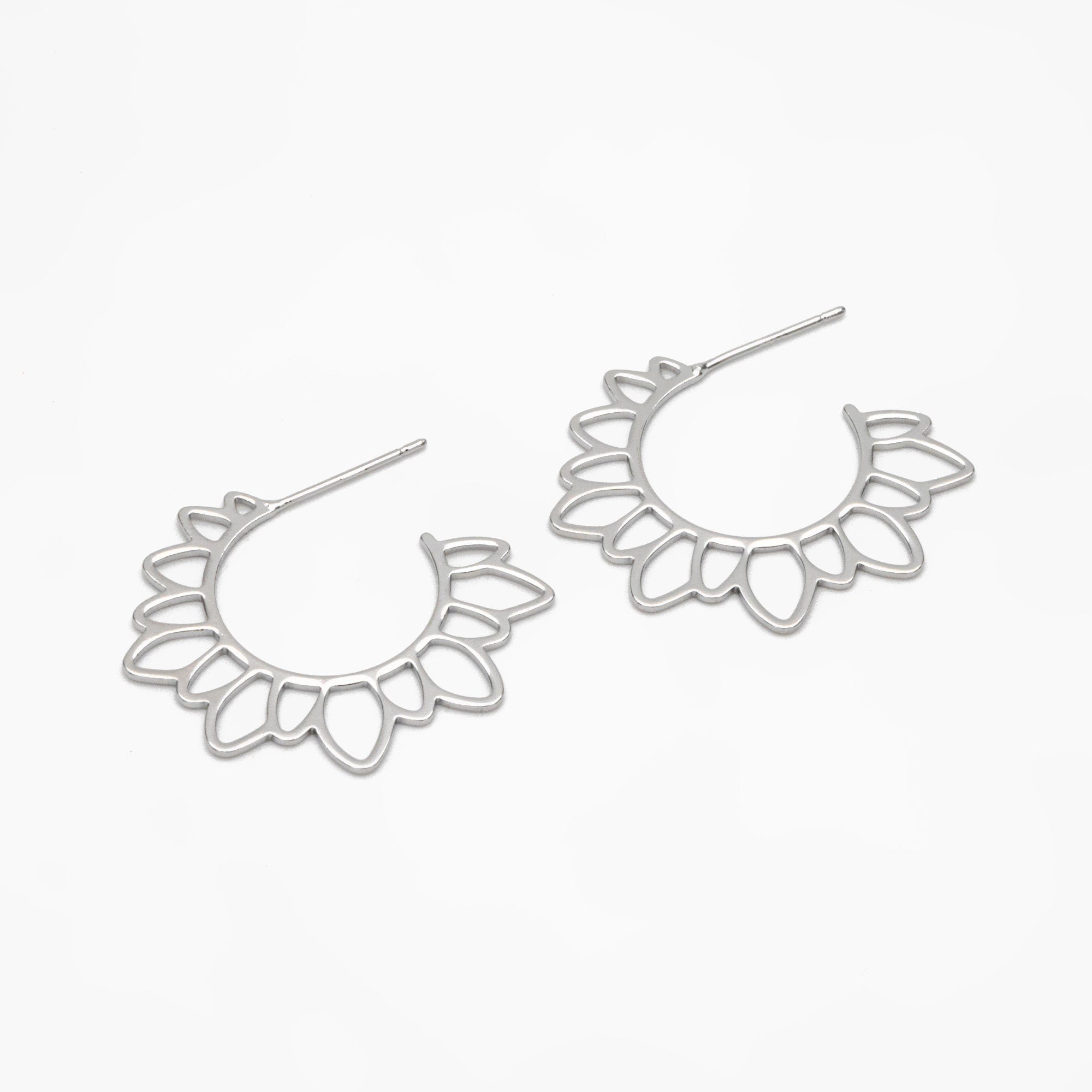 10pcs Gold/ Silver Flower round post Earrings, 30mm, Gold/ Rhodium plated Brass Sun Earrings, Jewelry Making, Jewelry Supplies (#GB-1711)